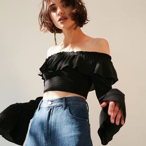 Kimchi Blue Smocked Ruffle Off-The-Shoulder Top